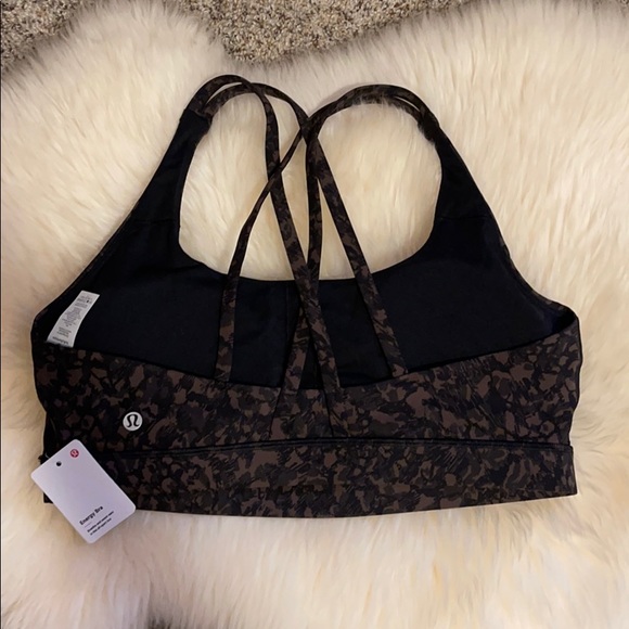 🐆 NWT Lululemon Energy Bra Leopard Print Black 12 🐆 - Picture 7 of 11